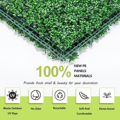 AOKIIE 20"x20" Artificial Grass Wall 24Pcs UV-Anti Boxwood for Outdoor | Grass Wall Panels UV-Anti & Weatherproof Boxwood Hedge, Privacy Greenery Screen for Outdoor Patio, Garden Fence Backdrop
