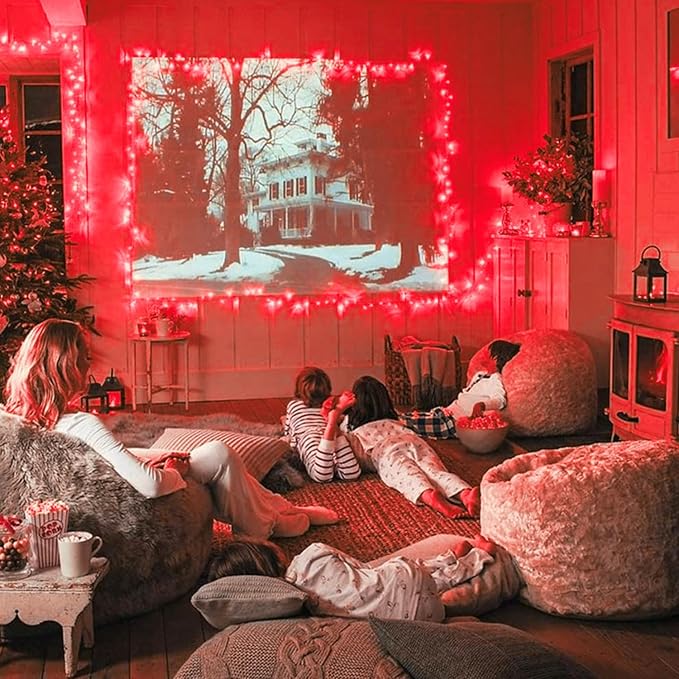 JMEXSUSS 600 LED Red Christmas Lights Outdoor, Red String Twinkle Fairy Lights Indoor Plug in, Valentines Day Lights Clear Wire for Tree Party Christmas Graduation Party Decorations | 168Ft Red Halloween Lights Clear Wire with Remote for Bedroom Room P...