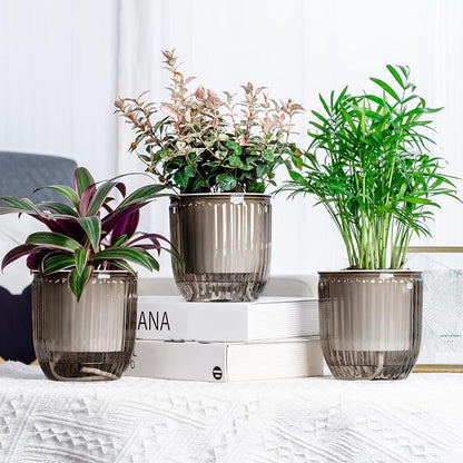 Josteve 4.5 Inch 2 Pcs Self Watering Hanging Planter Indoor Plant Pots Drainage Holes, Outdoor Small Hanging Planters Flower Pot Basket, Visible Water Level, Plant Hanger Home Decor, Gardening