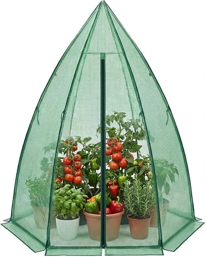 Greenhouse for Outsides, 54”x 54”x 71” Heavy Duty Green House Tent with Durable PE Cover, Garden Plant Protector with Zippered Door Mesh Window for Vegetables Flowers Fruits Herbs,Green