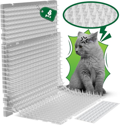 ohlela 8 Pack Scat Mat for Cats - 16 x 13 Inch Cat Repellent Mat with 1 Inch Spike is an Effective Stray Cat Repellent Outdoor & Indoor to Deter Cats & Dogs. Pet Deterrent Indoor 11.5sqft Coverage