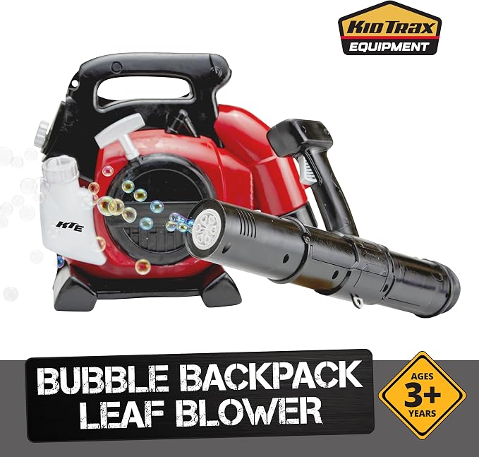 Kid Trax Bubble Leaf Blower Backpack - Bubble Machine, Toddler Outdoor Toys, Kids Leaf Blower, Kids Party Favors, Realistic Appearance, Easy to Use, Toddler Boy Toys and Girls, Ages 3+ and Above, RED