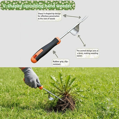 Weed Puller Tool, Portable Rubber-Handled Garden Tools, Four-Tined Weeding Tool, Uprooting Weeding Tools, Crevice Weeder, Yard Weed Tools and Weed Removal Tool (style2)
