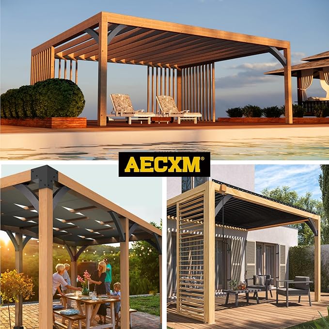Aecxm 4"×4" 45°Angle Support Brackets Heavy Duty for gazebos, Decks, porches, Log Cabins and Other Wood Frame Degree Angle Pergola 4''x4'' 2-Bracket