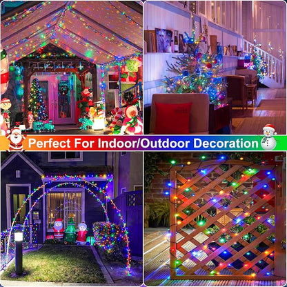 Multicolor Christmas Lights Outdoor, 100FT 300 LED Christmas Tree Lights Waterproof with 8 Modes, Connectable Plug in String Lights for Outside Indoor Home Garden Patio Party Holiday Decorations