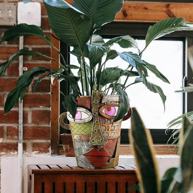 Midogaigai Abstract Face Planters Pots Head,Unique Head Planter for Indoor Plants,Funny Face Flower Pot,Colorful Plant Pots for Outdoor Garden Decor and Home Art Decoration(Classic)