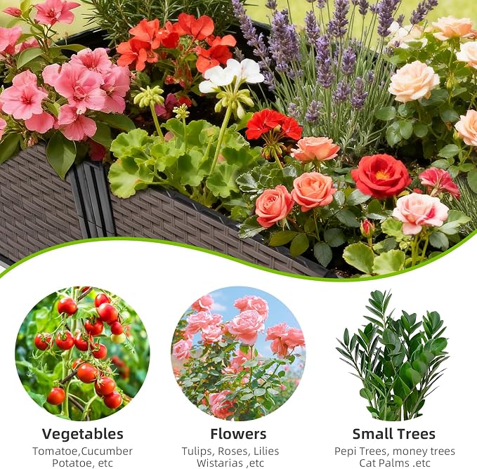 Raised Plant Box with Wheels 31.5"x15.7"x16.1", Raised Beds for Gardening Self Watering, Durable Metal Lockable Casters, Rectangular Garden Planter Perfect for Garden Patio Balcony Deck