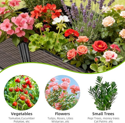 Raised Plant Box with Wheels 31.5"x15.7"x16.1", Raised Beds for Gardening Self Watering, Durable Metal Lockable Casters, Rectangular Garden Planter Perfect for Garden Patio Balcony Deck