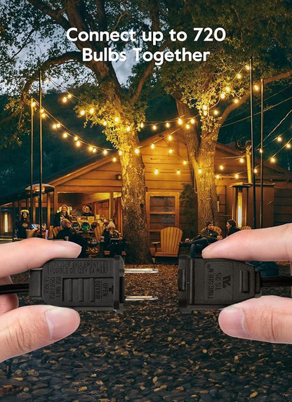 Brightown Outdoor String Lights, 50+5FT 25 G40 Bulbs Shatterproof Patio Lights, IP65 Waterproof Dimmable Hanging Connectable Globe LED Outdoor Lights for Christmas, Backyard, Bistro, Porch
