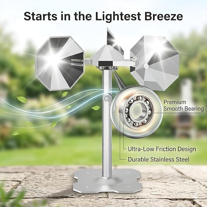 Bird Scare Reflective Device,Silver, Wind Powered Spinning, Bird Reflectors, Keep Pigeon Woodpeckers and Seagull Away for Garden Patio Yard,2PCS