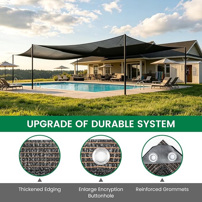 Shade Cloth, 20FT X 30FT 40% Black Outdoor Woven Sun Shade with Grommets, Durable Breathable Netting Shading Antifreezing for Patio, Garden, DIY Home, Plants Cover, Greenhouse, Dog Kennel