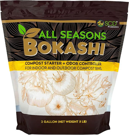 All Seasons Bokashi 5 lb Compost Starter - Dry Bokashi Bran for Kitchen Compost Bin, Electric Composter, Composts Food, Garden and Pet Waste, Controls Bad Odors by SCD Probiotics (2 Gallons)