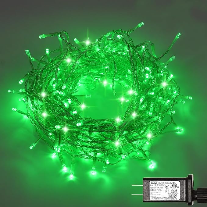 300 Led Green Outdoor String Lights Waterproof St. Patrick's Day Decorations, 108 Ft Led Twinkle Lights for Bedroom, 8 Modes Plug in Fairy Lights for Christmas Room Decor