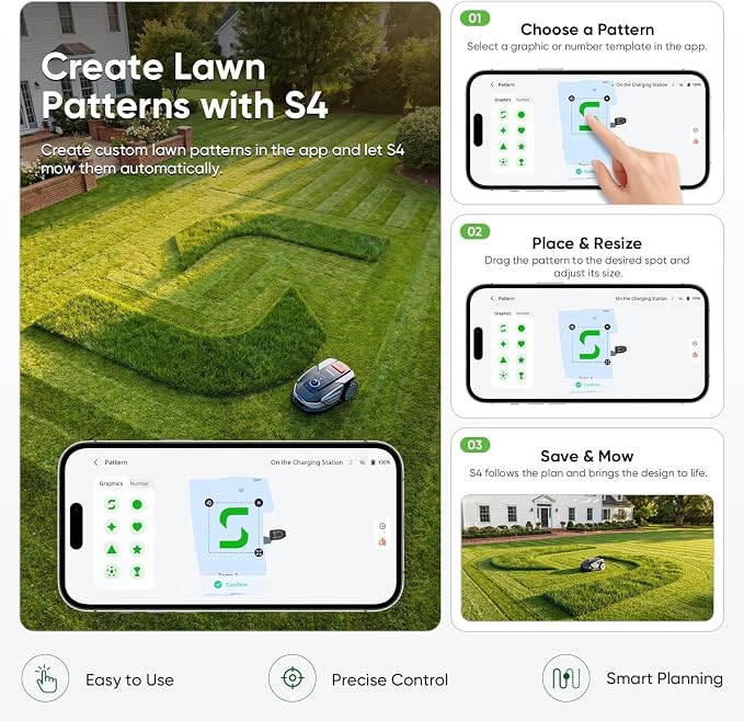 Sunseeker S4 LiDAR Robot Lawn Mower for Up to 0.25 Acre (1000 m²), Vision AI + 360° 3D LiDAR Navigation, Wire-Free Virtual Boundary, Systematic Cutting, 42% Slope, App Control, 60 dB Quiet Mowing
