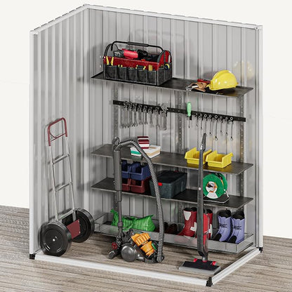 DWVO Metal Outdoor Storage Shed 5x3ft, Lockable Tool Sheds Storage with Air Vent for Garden, Patio, Lawn to Store Garbage Can, Lawnmower, Dark Gray
