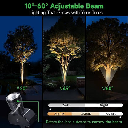 All Night Solar Spot Lights 2500mAh, Adjustable Angle Landscape Lights Waterproof, Separate Panel LED Uplight Dusk to Dawn, 5 Lighting Modes for Plant Flag Sign Bush 6 Pack