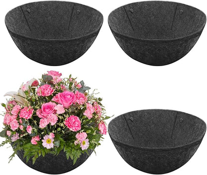 Riare 4 Pack 12 Inch Round Fabric Planter Basket Liner- Hanging Basket Liners Replacement Coco Fiber Liner Alternative for Hanging Basket Flowers (Prevent Birds from Nesting)
