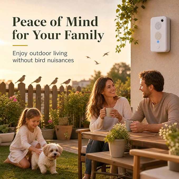 2026 Ultrasonic Bird Repellent Devices Outdoor Bird Repellent for Attic,Rechargeable Pigeon Deterrent Ultrasonic Bat Repellent Indoor to Keep Birds Away from Porch,Yard,Garden,Balconies