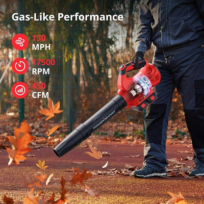 PowerSmart 40V Leaf Blower Cordless, 650CFM 150MPH Performance with 2 x 2.0Ah Batteries & Chargers Included,Powerful Blowers for Lawn Care, Patio, Dust, Blowing Leaves and Dust