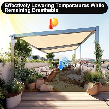 Artpuch 90% Sun Shade Cloth, 6 x 10 FT Pergola Shade Cover Canopy with Grommets, Sun Screen Fabric Tarp for Patio, Outdoor, Garden, Backyard, Wheat