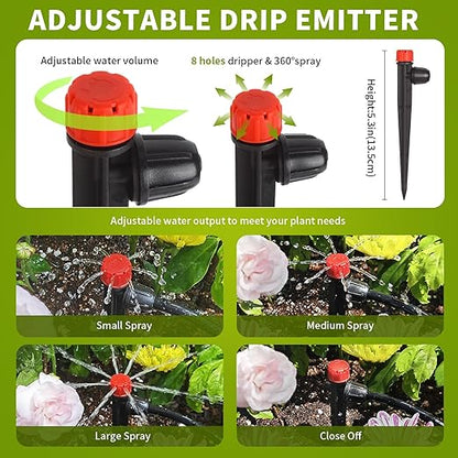Drip Emitters for 1/4" Drip Irrigation Tubing 25 pcs Drip Irrigation Emitters with Lock Barbed 360 Degree Adjustable Water Flow Irrigation Sprinkler Heads for Garden Plants Flower