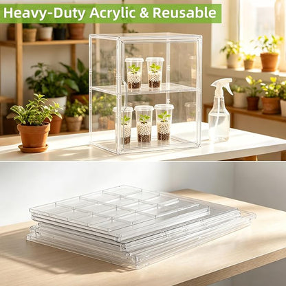 Mini Greenhouse Indoor with Magnetic Door, L-2tier-2pcs | Strong Heat & Moisture Retention, Blocks Wind & Frost, Adjustable Shelf Height, Magnetic Door, Tool-Free Easy Assembly