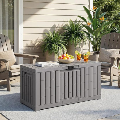 Jocoevol Deck Box 60 Gal, UV Resistant & Waterproof Outdoor Storage Box with Lock, Easy Assemble Storage Bins Container for Pool Patio Garden