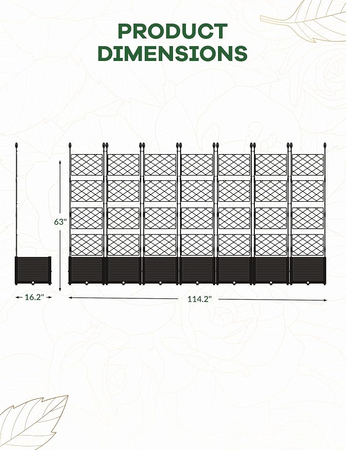 Planter Box WithTrellis,Planter Box for Climbing Plants/Vines,50x63In Garden Trellis,for Vegetables Flower, Planter Box for Backyard Patio Balcon