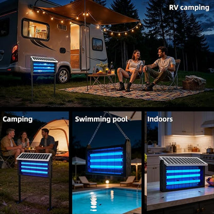 Solar Bug Zapper Outdoor for 3000 sq.ft, Waterproof Mosquito Zapper, Rechargeable Fly Zapper with 3 LED Tube,Cordless Solar Mosquito Killer for Patio Yard Garden Camping with 13W Solar Panel (9023B)