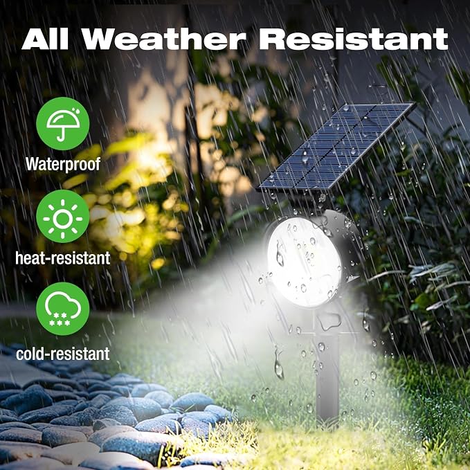 nipify 2 Pack Solar Lights Outdoor Waterproof, 3 CCT Solar Spot Lights with 2 Brightness Landscape Spotlights for Outside Garden Yard Trees