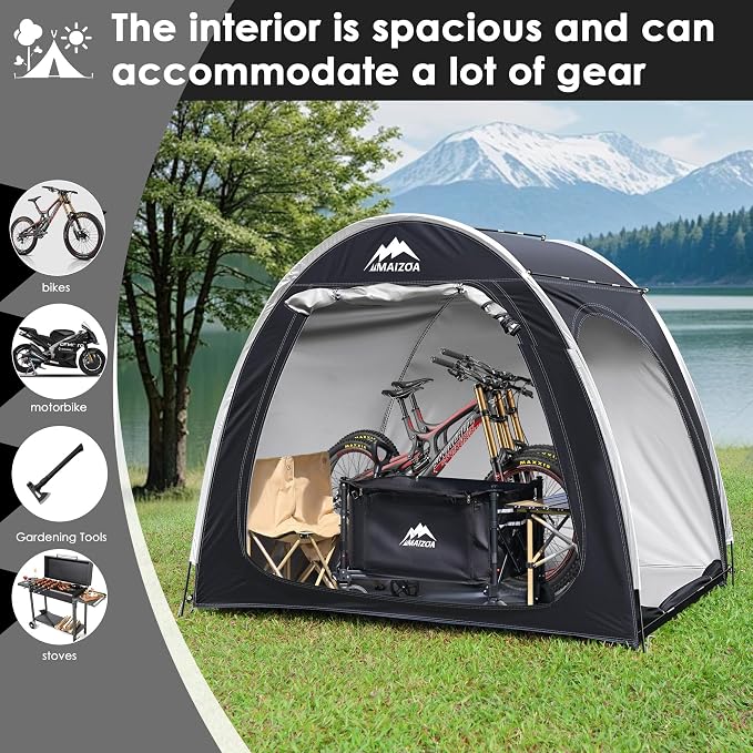 Bike Storage Shed Tent, 82*65*59 Inches, Outdoor Portable Storage Shelter for 4-5 Bicycles, 210D Oxford Fabric PU4000 Waterproof, Suitable for Storing Bicycles, Motorcycles and Various Tools