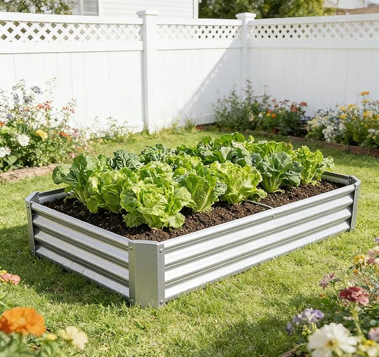 Metal Galvanized Raised Garden Bed Kit, 6 x 3 x 1 ft Galvanized Steel Raised Garden Planter Box Outdoor with Open Base for Growing Vegetables/Flowers/Herbs/Fruits/Succulents, Rectangle, Silver