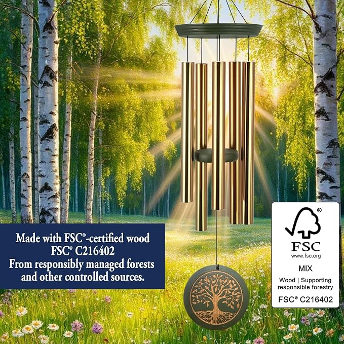 ASTARIN Memorial Wind Chimes for Outdoor & Gifts – Engraved Tree of Life, 36” Durable Metal Chimes with Soothing Melodies, Waterproof & Customizable Tones