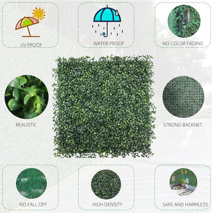 Boxwood Panels 24 Pcs 20"x20" Grass Wall Privacy Screen for Fence | Grass Wall Panels UV Resistant Artificial Boxwood Hedge Panels for Commercial Restaurant Deck.Indoor Outdoor Party