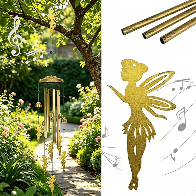 Wind Chimes for Outside Unique - Large Flower Fairy Garden Sympathy Wind Chimes Outdoor Decor, Home/Lawn/Porch/Patio/Yard Decorations, Memorial Festival Gifts for Mom/Mothers/Grandma