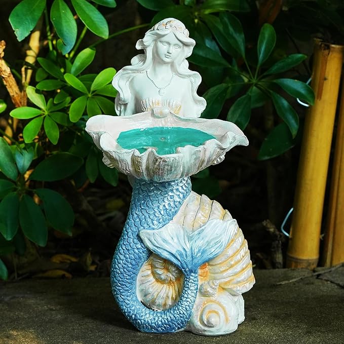 12" Mermaid Solar Night Garden Light, Solar Powered Large Statue, Unique Yard Art Sculpture, Outdoor Decor, Landscape Path Light, for Mom, Patio, Lawn, Balcony, Porch,Backyard
