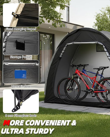 Abahub Portable Bike Storage Shed Tent with Rain Cover, Outdoor Silver-Coated Bicycle Shelter, PU4000 Waterproof 210D Oxford Fabric