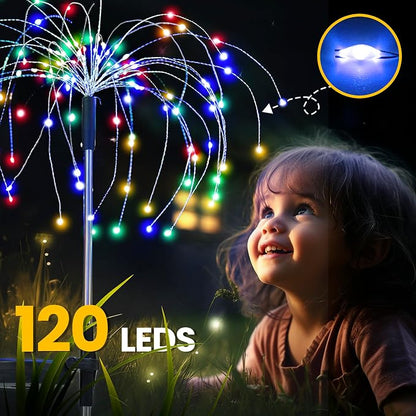 GIGALUMI Garden Outdoor Decor Lights 120LED 4Pack, Solar Garden Lights for Yard Outside Fairy Decorative,Solar Powered for Yard Pathway Flowerbed Planter Balcony Patio Decor（Multicolor）