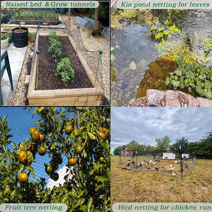 Junflying Bird Netting 10x10 Ft, 1/2" Heavy Duty Garden Protection Cover | Durable 25 GSM HDPE Netting Protects Fruit Trees, Vegetables and Blueberries From Deer, Chickens and Wildlife