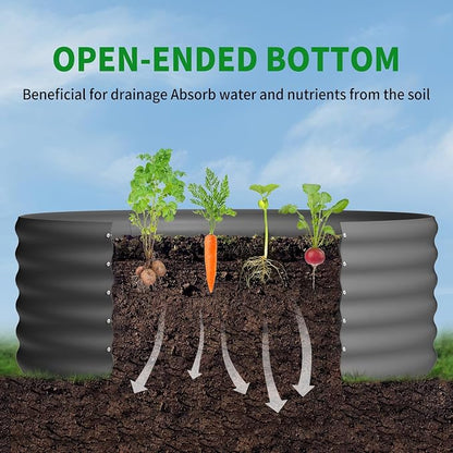DDK Galvanized Raised Garden Bed, Round Outdoor Planter Bed, 4x4x1.5ft Metal Planter Box for Gardening and Planting,2Pack,DG