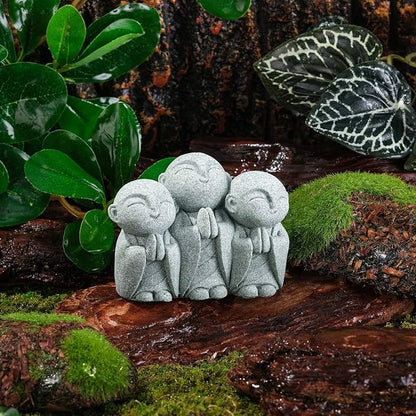 Mini Zen Monk Praying Statue Small Buddha Jizo Figurine Sandstone Feng Shui Sculpture Ornament for Fish Tank Decor Home Garden Good Luck Decoration - Chanting