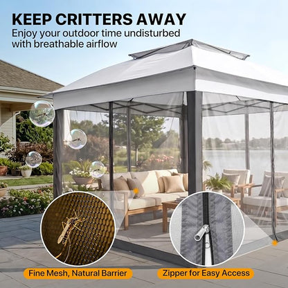COOS BAY 11x11 Pop Up Gazebo with Mesh Netting, Instant Outdoor Canopy Tent, Water Resistant Shelter with UPF 50+ UV Protection, 121 Sq Ft Coverage, Gray