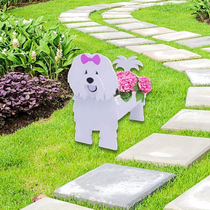 Cotton Veil Dog Planter Pots, 9.45 x 9.02x 13.39 Inches | Dog Flower Pot, Cute Animal Shaped Plant Pot, Gifts for Women & Pet Lovers, Indoor Outdoor Garden Home Office Decor
