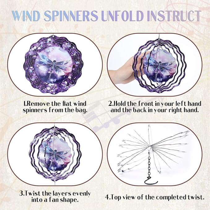 Dragonfly Wind Chime Outdoor - Metal Windchime with Spinners | Dragonflies Gifts for Women Garden Patio Yard Home Outside Indoor Hanging Decor Christmas Thanksgiving Birthday Gift