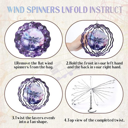 Dragonfly Wind Chime Outdoor - Metal Windchime with Spinners | Dragonflies Gifts for Women Garden Patio Yard Home Outside Indoor Hanging Decor Christmas Thanksgiving Birthday Gift