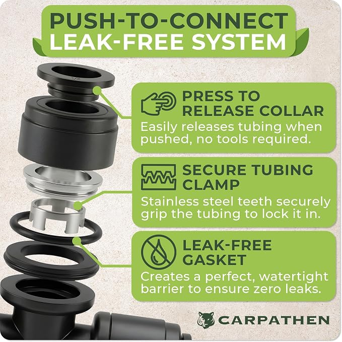 Carpathen Drip Irrigation Parts - 5PCS 1/2" to 1/4" Barbed Tee Quick Connector - Lock Reduced 4-Way T Connector - Drip Irrigation Fittings