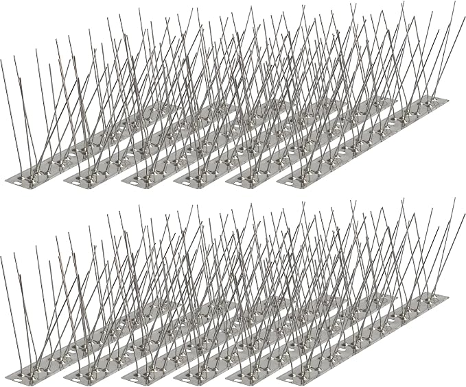 Bird Spikes 9.84FT, 304 Stainless Steel Bird Deterrents Spikes for Outside to Keep Birds Away Birds Scare Devices Outdoor 12Pcs