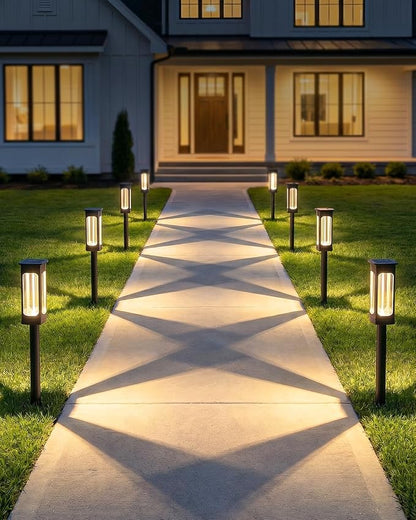 2026 Solar Lights Outdoor，6Pack Solar Pathway Lights Auto On/Off Waterproof Garden Landscape Lighting for Path, Yard, Walkway, Driveway Decor (Warm White)