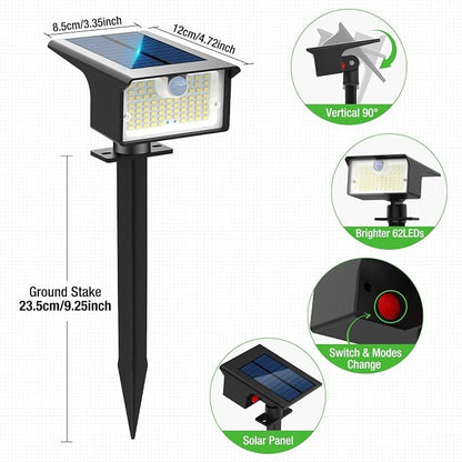 nipify 10 Pack 62 LED Solar Spot Lights Outdoor Motion Sensor with 3 Modes | 2-in-1, Auto ON/OFF, Solar Powered, Waterproof Landscape Spotlights for Outside Yard Wall Garden, Cool White