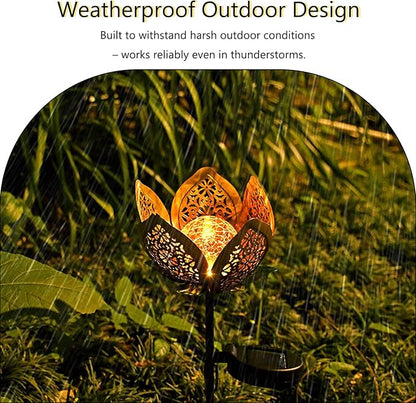 Solar Lights Outdoor Garden Decor,Solar Stake Lights, 2Pack Decorative Solar Garden Light, Metal Solar Sunflower Lights Lawn Lamp for Courtyard Decoration